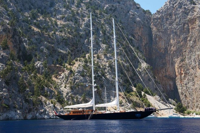 Regina at anchor in Turkey ©  SW